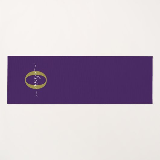 Gepersonaliseerd Monogram Script Name Paars White  Yogamat (Voorkant (horizontaal))