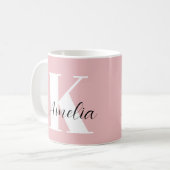 Gepersonaliseerd Monogram Script Roze Koffiemok (Voorkant links)