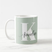 Gepersonaliseerd Monogram Script Sage Groen Koffiemok (Links)