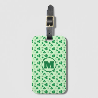 Gepersonaliseerd monogram Shamrock patroon green L Bagagelabel