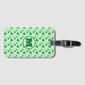 Gepersonaliseerd monogram Shamrock patroon green L Bagagelabel (Voorkant (horizontaal))