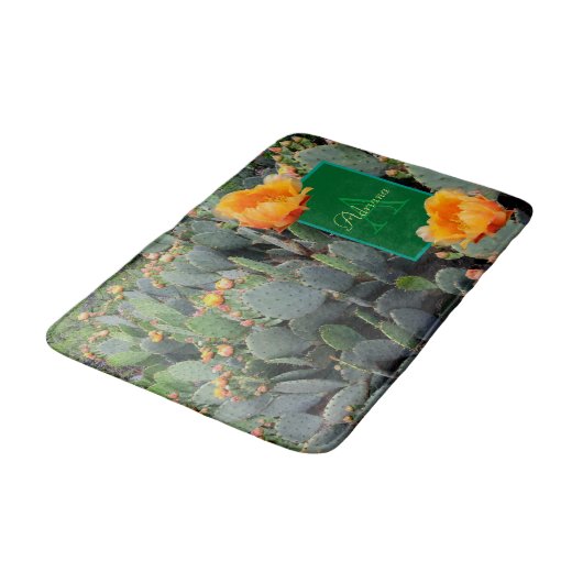 Gepersonaliseerd Monogram Sinaasappel Prickly Pear Badmat (Gekanteld)