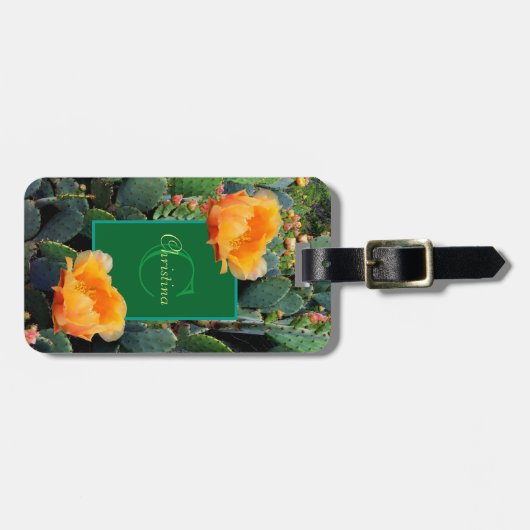 Gepersonaliseerd Monogram Sinaasappel Prickly Pear Bagagelabel (Voorkant horizontaal)