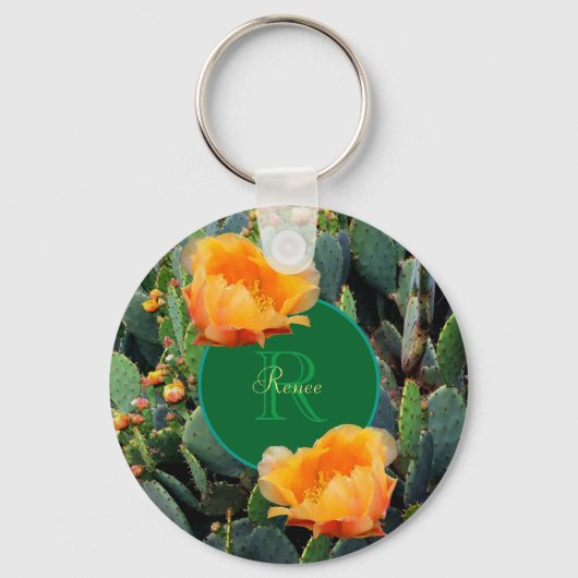 Gepersonaliseerd Monogram Sinaasappel Prickly Pear Sleutelhanger (Voorkant)