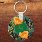 Gepersonaliseerd Monogram Sinaasappel Prickly Pear Sleutelhanger (Voorkant)