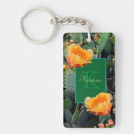 Gepersonaliseerd Monogram Sinaasappel Prickly Pear Sleutelhanger (Voorkant)