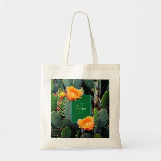 Gepersonaliseerd Monogram Sinaasappel Prickly Pear Tote Bag (Voorkant)