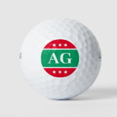 Gepersonaliseerd monogram sterren groen rood golfballen (Voorkant)