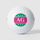Gepersonaliseerd monogram sterren roze groen golfballen (Voorkant)
