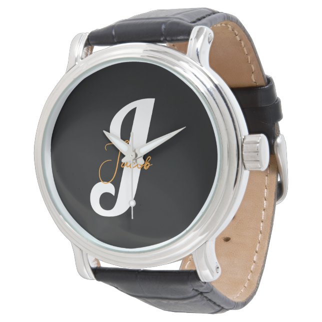Gepersonaliseerd monogram – Stijlvol aangepast ont Horloge (Gekanteld)