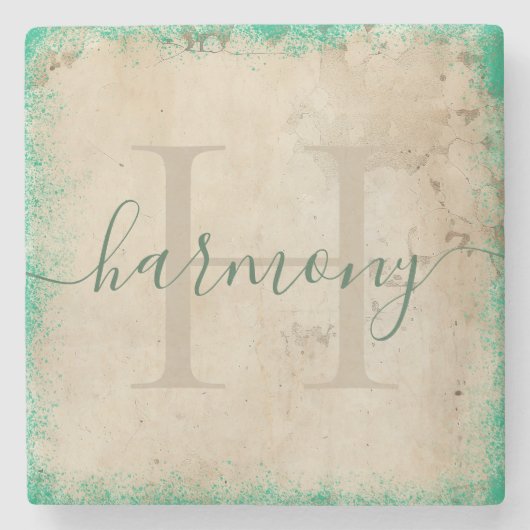 Gepersonaliseerd Monogram Stone Onderzetter (Voorkant)