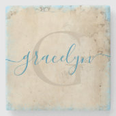 Gepersonaliseerd Monogram Stone Onderzetter (Voorkant)