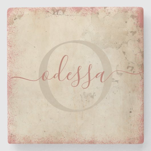 Gepersonaliseerd Monogram Stone Onderzetter (Voorkant)