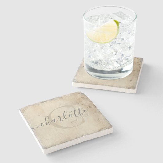 Gepersonaliseerd Monogram Stone Onderzetter (Zijkant)