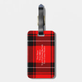 Gepersonaliseerd monogram Tartan Speld Bagagelabel (Achterkant verticaal)