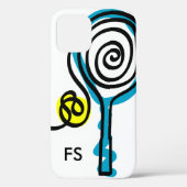 Gepersonaliseerd monogram tennisracket en bal Case-Mate iPhone case (Achterkant)