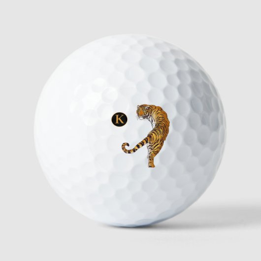 Gepersonaliseerd Monogram Tijger Wild Animal Golfballen (Voorkant)