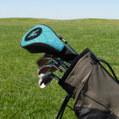 Gepersonaliseerd monogram Turquoise Damask Golfheadcover (Insitu)