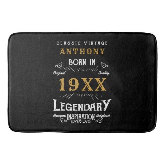 Gepersonaliseerd monogram van de Retro van de Dag Badmat (Voorkant)