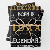 Gepersonaliseerd monogram van de Retro van de Dag Inpakpapier Vel (In situ)