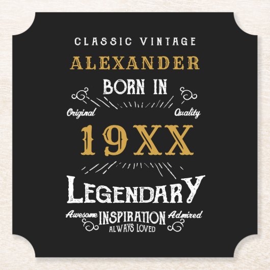 Gepersonaliseerd  monogram van de Retro van de Dag Kartonnen Onderzetters (Voorkant)