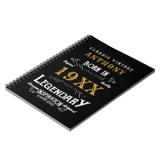 Gepersonaliseerd  monogram van de Retro van de Dag Notitieboek (Linkerzijde)