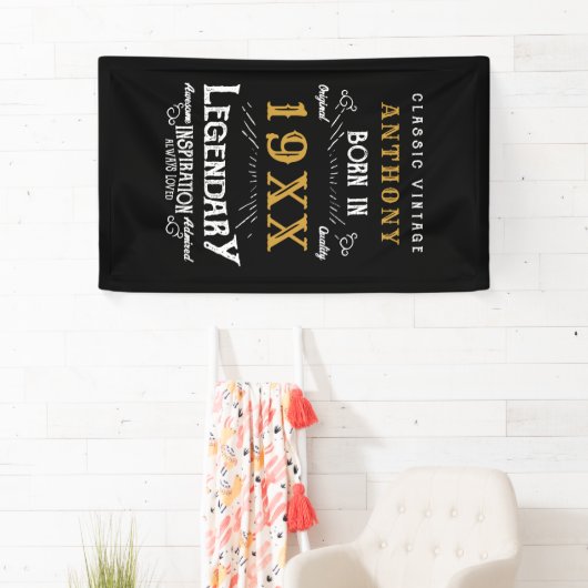 Gepersonaliseerd  monogram van de Retro van de Dag Spandoek (Insitu)