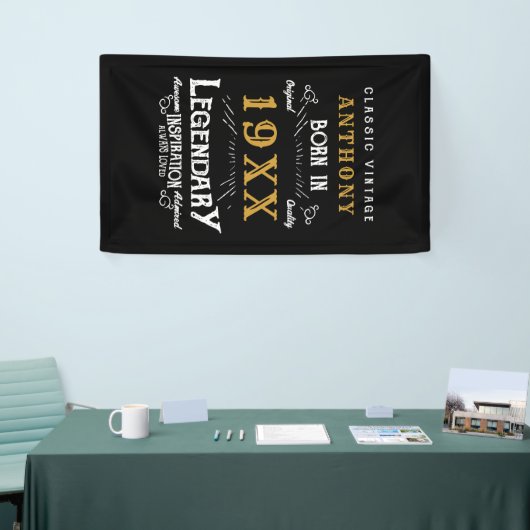 Gepersonaliseerd monogram van de Retro van de Dag Spandoek (Beurs)