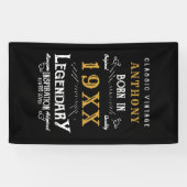 Gepersonaliseerd monogram van de Retro van de Dag Spandoek (Horizontaal)