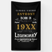 Gepersonaliseerd monogram van de Retro van de Dag Spandoek (Verticaal)