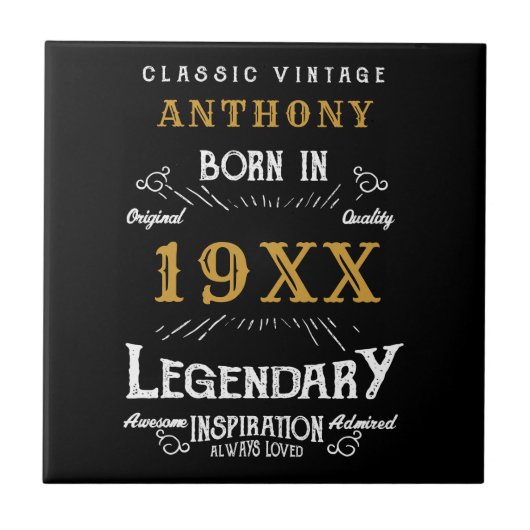 Gepersonaliseerd monogram van de Retro van de Dag Tegeltje (Voorkant)