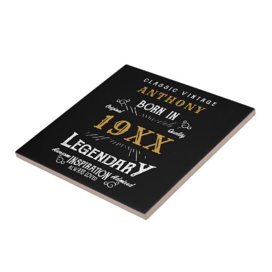 Gepersonaliseerd monogram van de Retro van de Dag Tegeltje (Zijkant)