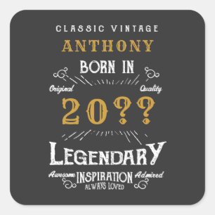 Gepersonaliseerd  monogram van de Retro van de Dag Vierkante Sticker