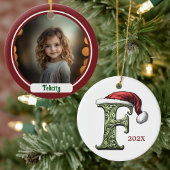 Gepersonaliseerd monogram van kerstversiering keramisch ornament