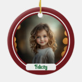 Gepersonaliseerd monogram van kerstversiering keramisch ornament (Achterkant)