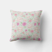 Gepersonaliseerd monogram van Mint Green Pink Tea  Kussen (Achterkant)