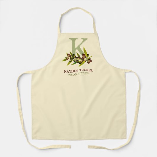 Gepersonaliseerd Monogram Vegan Kitchen Schort (Voorkant)