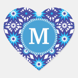 Gepersonaliseerd Monogram Vet Blauw Blauwgroen Ste Hart Sticker