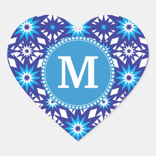 Gepersonaliseerd Monogram Vet Blauw Blauwgroen Ste Hart Sticker (Voorkant)