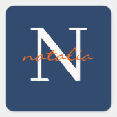 Gepersonaliseerd monogram vierkante sticker (Voorkant)