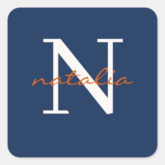 Gepersonaliseerd monogram vierkante sticker (Voorkant)