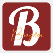 Gepersonaliseerd monogram vierkante sticker (Voorkant)