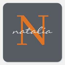 Gepersonaliseerd monogram vierkante sticker