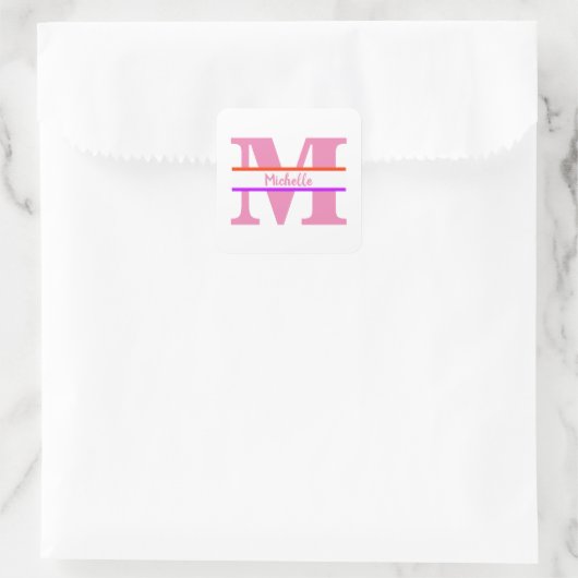Gepersonaliseerd monogram vierkante sticker (Tas)