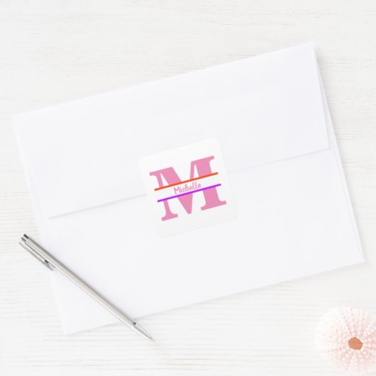 Gepersonaliseerd monogram vierkante sticker (Envelop)