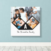 Gepersonaliseerd monogram voor 3 fotocollage famil canvas afdruk (Insitu (Houten vloer))