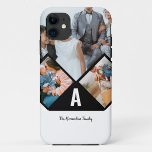Gepersonaliseerd monogram voor 3 fotocollage famil Case-Mate iPhone case