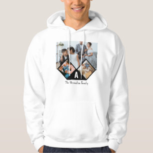 Gepersonaliseerd monogram voor 3 fotocollage famil hoodie