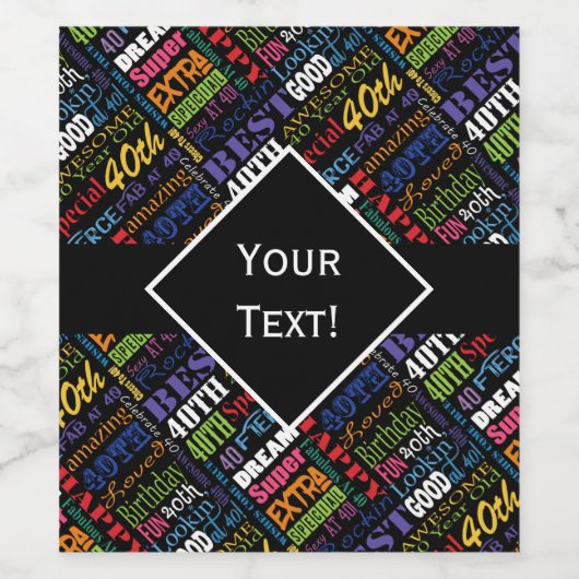 Gepersonaliseerd monogram voor 40e verjaardag van wijn etiket (Enkel label)