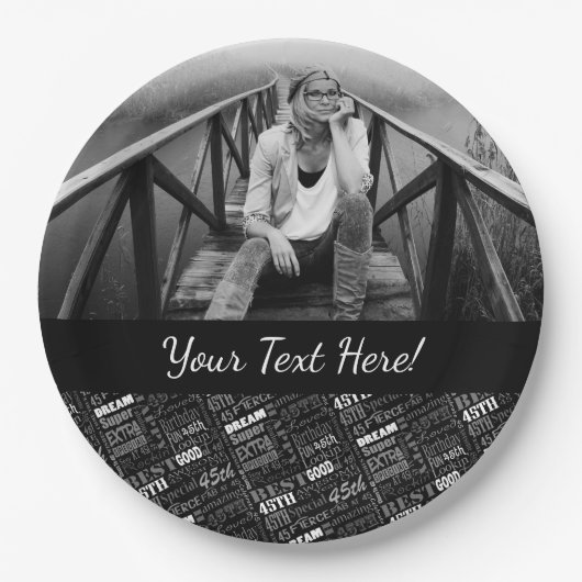 Gepersonaliseerd monogram voor 45e verjaardag van papieren bordje (Voorkant)